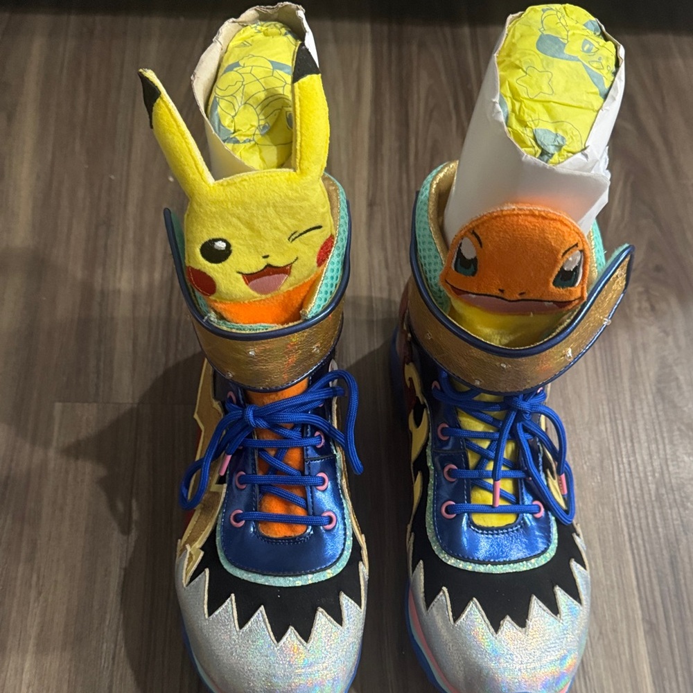 BNWT Irregular Choice Flames and Bolts Pikachu/Charmander Sneakers **RARE**
